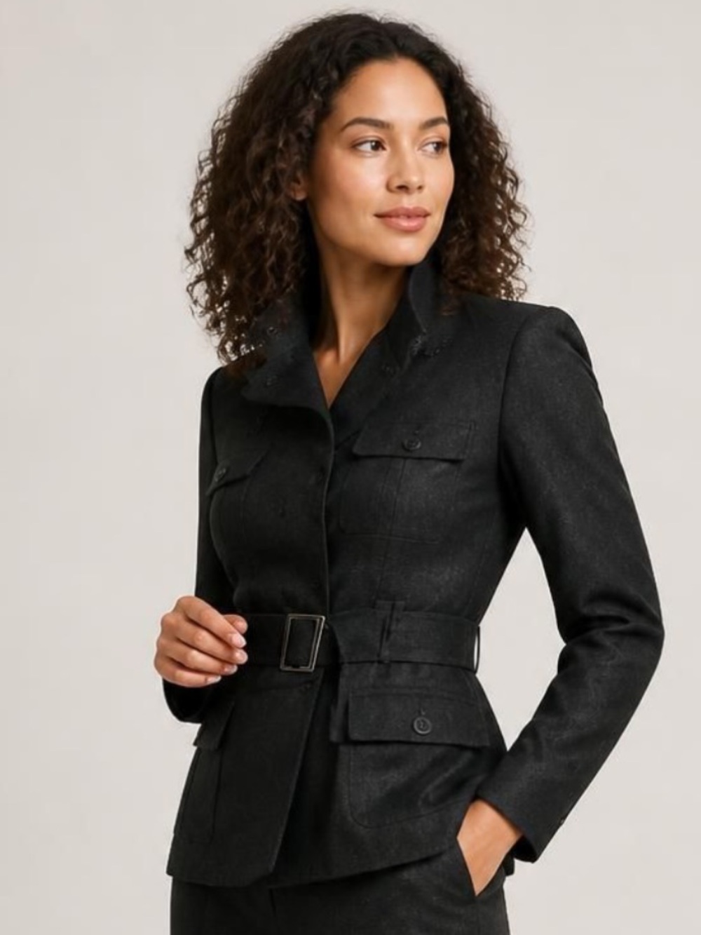 NWT Moda Belted Military-Style Jacket